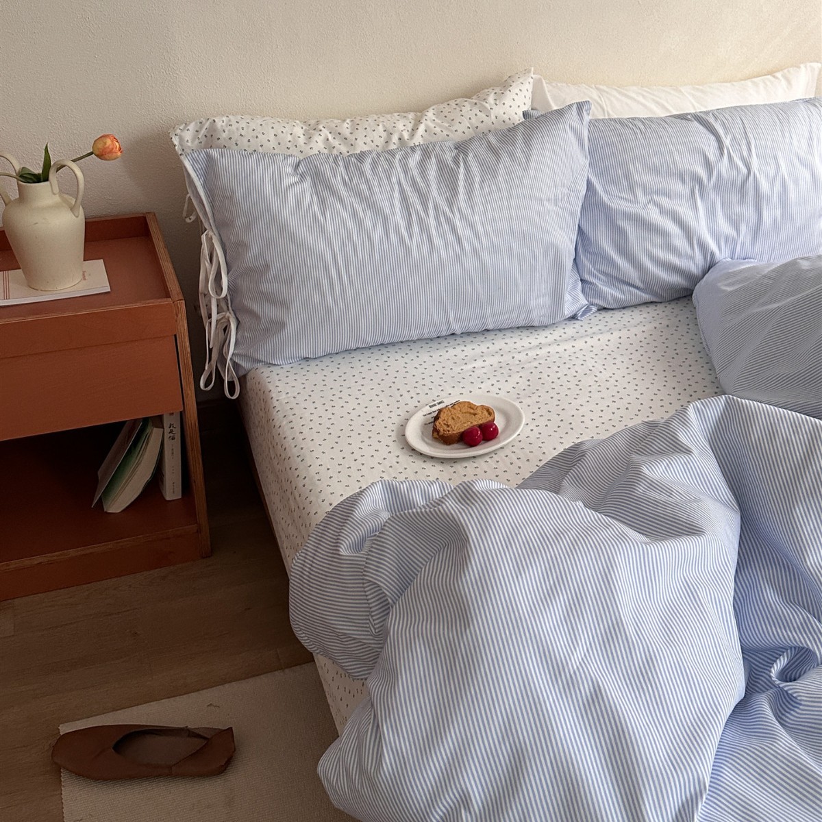 Parure de lit en coton pour dortoir étudiant avec drap_voghion.com