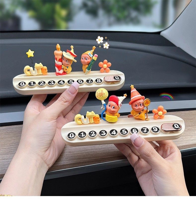 Cute Star Man Car Temporary Parking Number Plate, Car Moving Card, Phone Number Sign, 2025 New Model, Internet Celebrity Girl Ornament