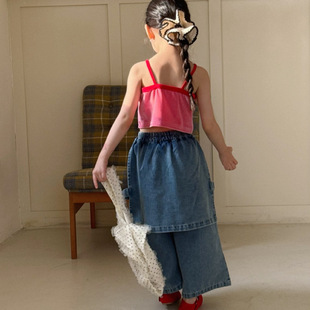 2025 Summer New Children's Wear Korean Style Children's Wear Girls' Velvet Camisole Children's Short Fashionable Camisole
