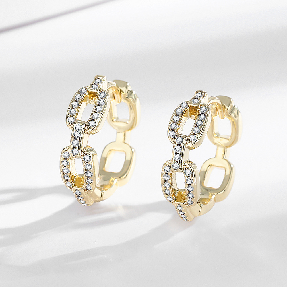 Zircon Inlay Material Earrings Classification 1 Pair Elegant Modern Style Geometric Copper Zircon Earrings