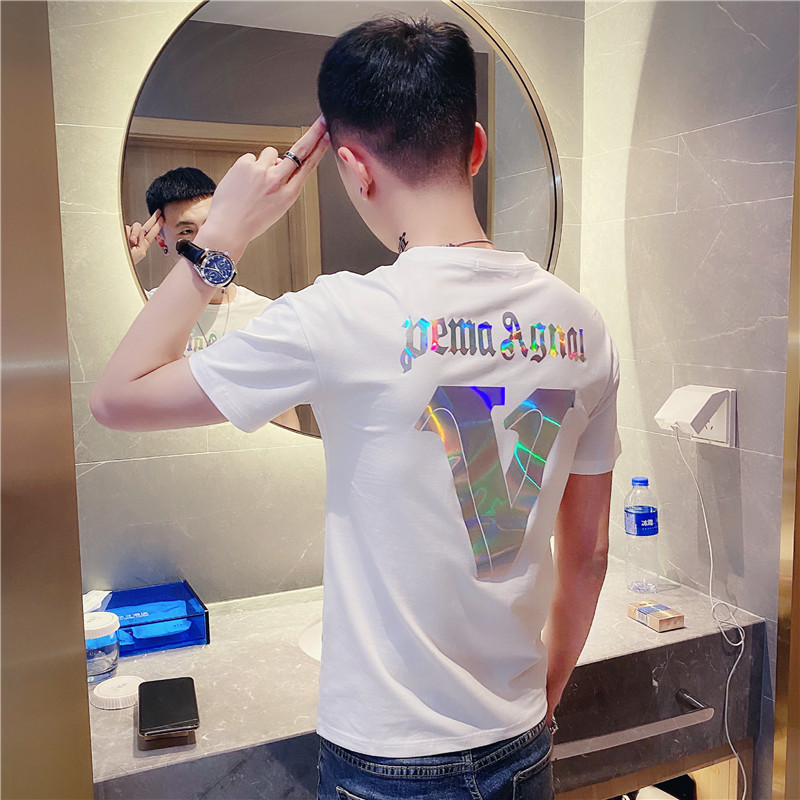 Summer Korean short-sleeved T-shirt men's net red tide cards Slim-sleeved 2023 new trend T-shirt