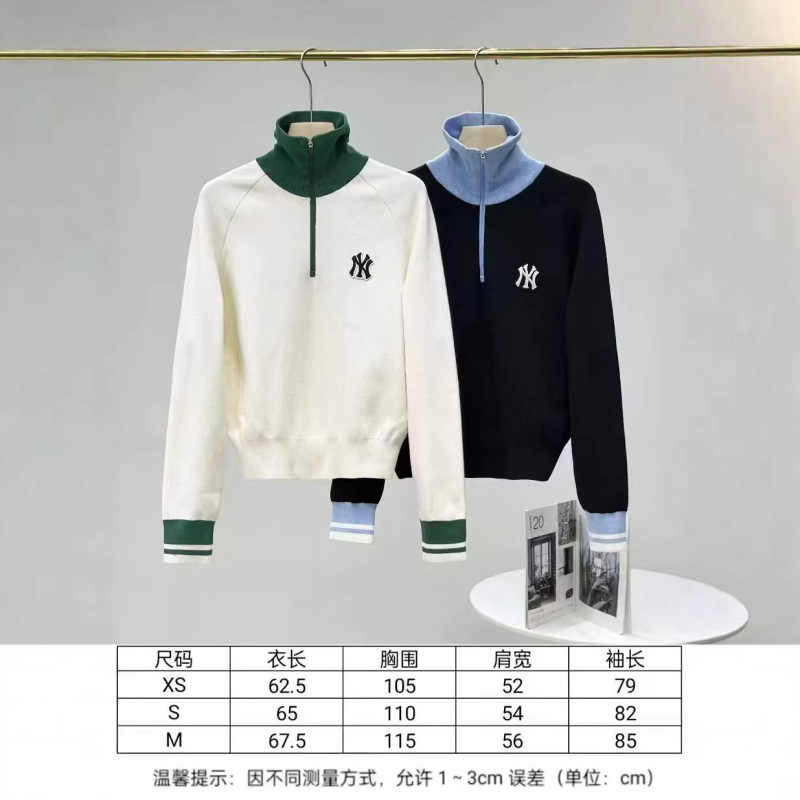 Mlb Lapel Sweater for Women 2026 Spring New Stylish Half-Zip Knitted Top Slim Fit College Style Mlb Lapel Sweater for Women 2026 Spring New Stylish Half-Zip Knitted Top Slim Fit College Style