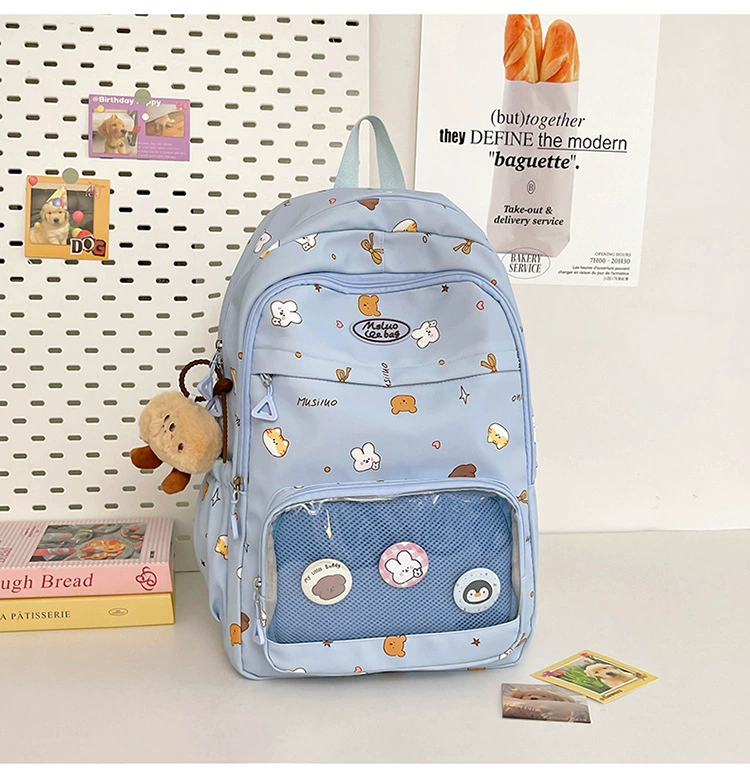 Cute cartoon backpack, capacious card holder, school bag, for secondary school
