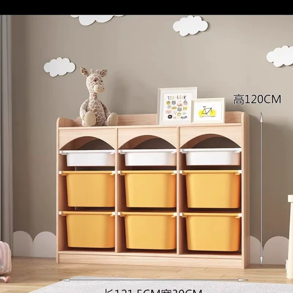 Solid wood children's toy storage cabinet, organizer cabinet, baby picture book integrated bookshelf, large-capacity living room storage rack, new model