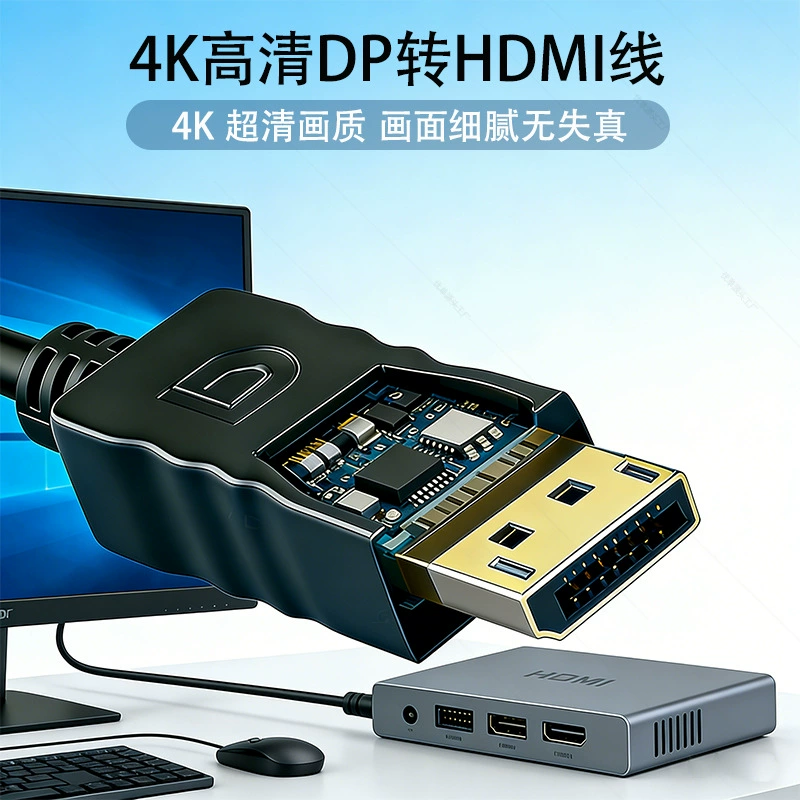 Кабель-переходник DP на HDMI, 4K высокое разрешение, кабель для компьютера, монитора ноутбука, крупный DP на HDMI