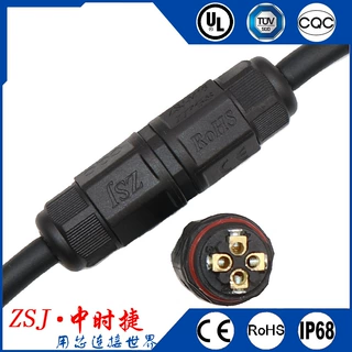 L16两/直通4P防水连接器 过线8.8mm 迷你型螺纹锁线接头 CQC认证