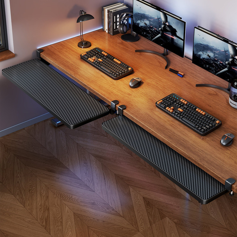 Keyboard tray, desktop extension board, dorm room desk organizer, laptop and mouse stand, no-drill installation, pull-out sliding rail, storage shelf Keyboard tray, desktop extension board, dorm room desk organizer, laptop and mouse stand, no-drill installation, pull-out sliding rail, storage shelf