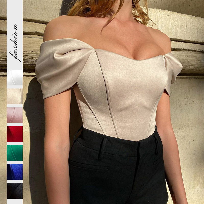2024 Summer Fishbone Waist Cincher Tube Top Women's Satin Off-Shoulder Top Aliexpress New Chinese Style Women's Clothing