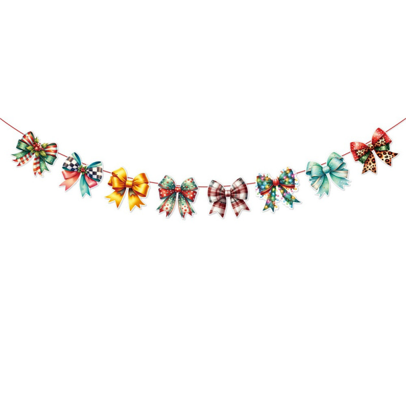 Nuevo producto Decoración de Navidad Banner Tirando de la bandera Bowknot Fiesta de Navidad Decoración de fondo Tirando de la bandera Decoración del lugar