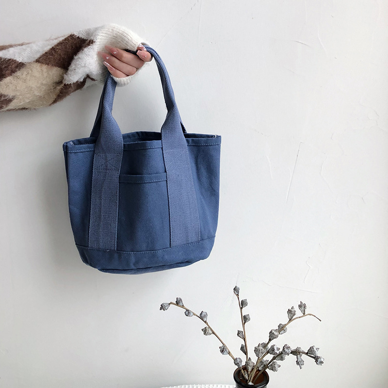 Bufan Liangpin/Cubo de estilo japonés bolsa de lona portátil tamaño pequeño artístico bolsa de almuerzo de pequeña capacidad bolsa de almuerzo ins