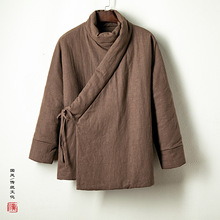 新款中国风男装围脖斜襟加厚汉服棉衣青年复古潮流外套男