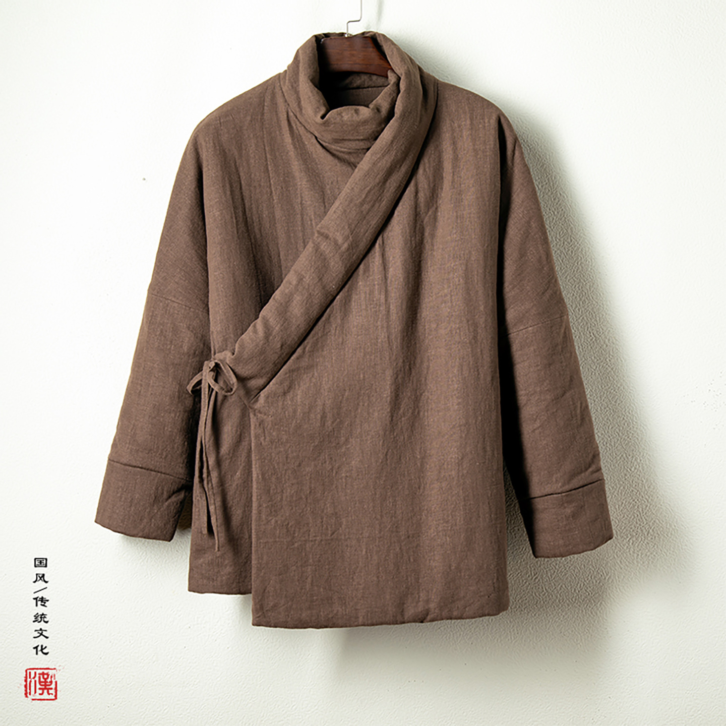 新款中国风男装围脖斜襟加厚汉服棉衣青年复古潮流外套男