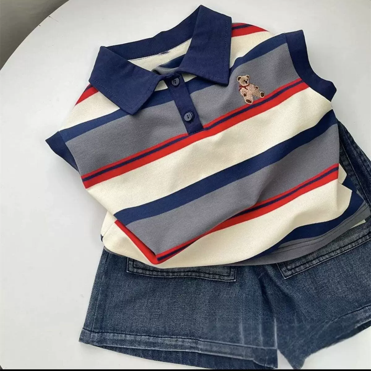 男童无袖POLO衫2025夏季洋气无袖外穿帅气儿童POLO衫宝宝上衣批发