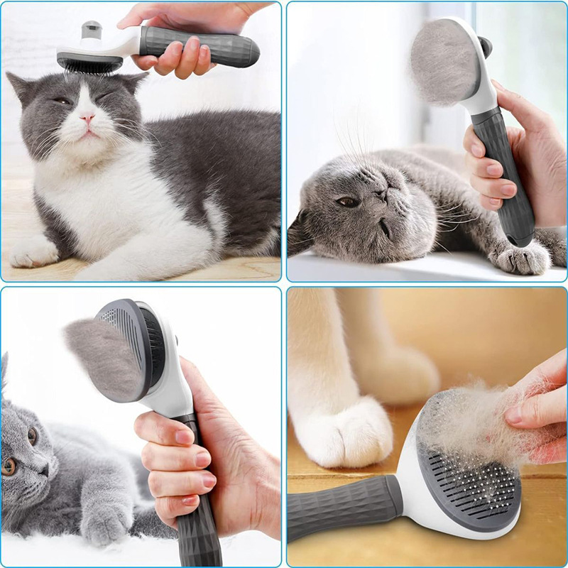 Pein de mascota con un botón para presionar pein de gato para eliminar el pelo flotante, pein de descoloración de pelo especial para perros y gatos, productos de mascota
