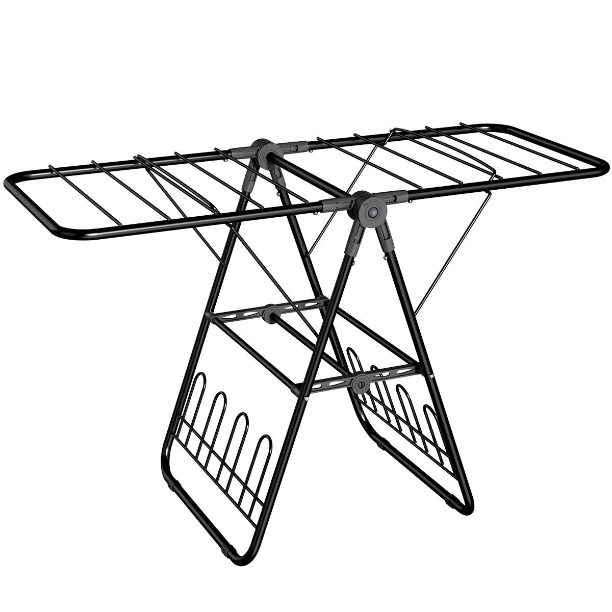 Percha de ropa plegable pequeña para bebés, percha de ropa libre de instalación, percha de ropa flotante, percha de tela negra