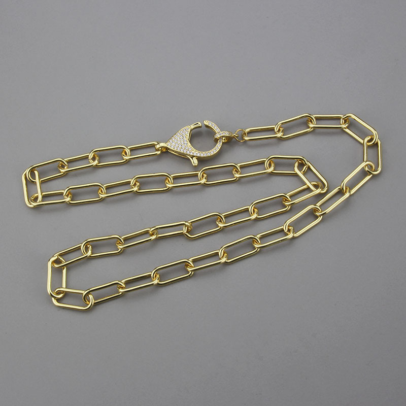 Cross-border New Arrival Hip Hop Cool Chain Pendant Men And Women In Stock Direct Supply European And American Simple Copper-plated Gold Inlaid Zirconium Sweater Chain display picture 3