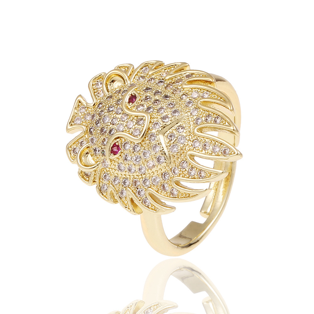 new copper hand jewelry hip-hop leopard open tail ring female