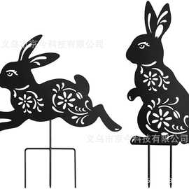 花园户外装饰金属兔子桩，花园动物雕像剪影图案艺术草坪花园剪影
