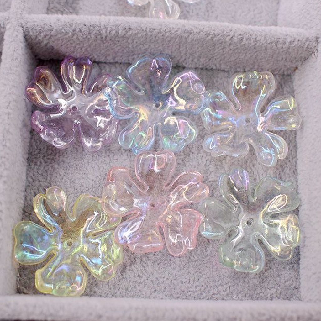 32mm透明镀彩五瓣花花瓣花托亚克力手工材料DIY古风头饰发簪配件