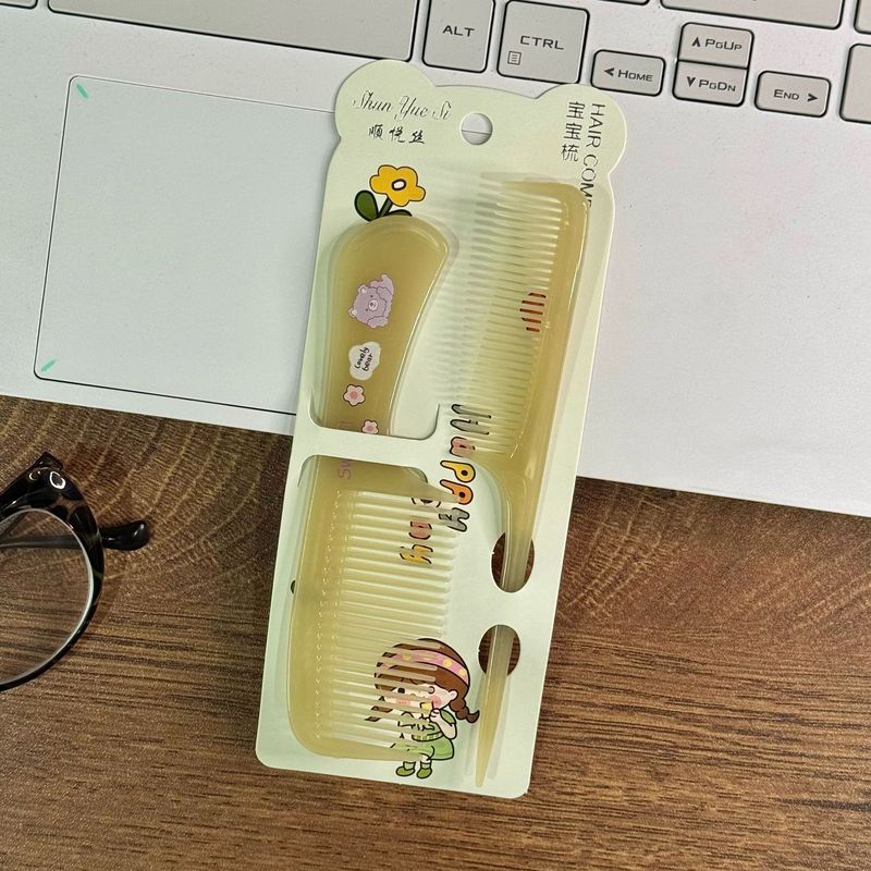 可爱卡通印花梳子套装两件儿童梳子随身便携迷你美发梳细齿尖尾梳|undefined