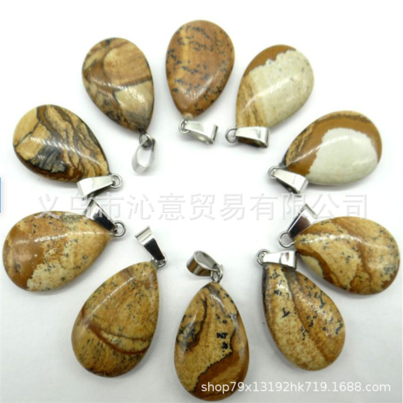 Transfronteriza AliExpress Venta caliente natural cristal ágata gema cristal plano colgante collar pendientes accesorios de la joyería