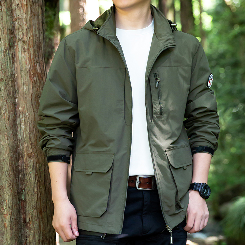 Chaqueta de primavera y otoño para hombre, exportación transfronteriza, corte holgado, multibolsillos, cortavientos, deportiva, tallas grandes. image 10