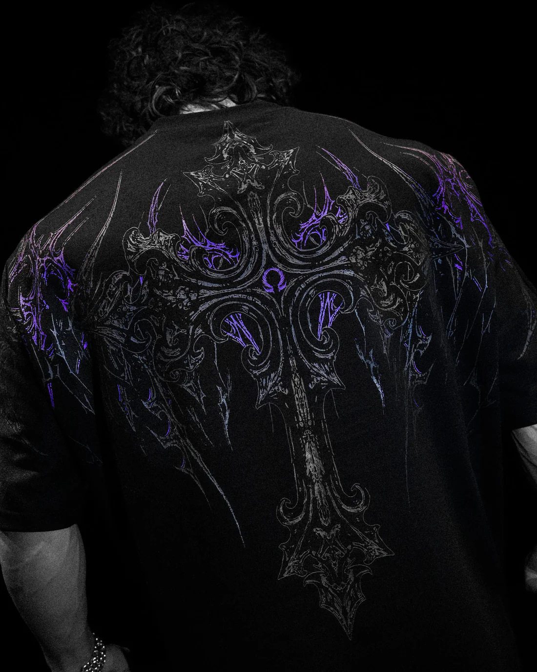 Breathedivinity Men's Oversized T-Shirt Dark Style American Trendy Brand Sports Casual Cotton Printed Short Sleeve 008_viptrois.com