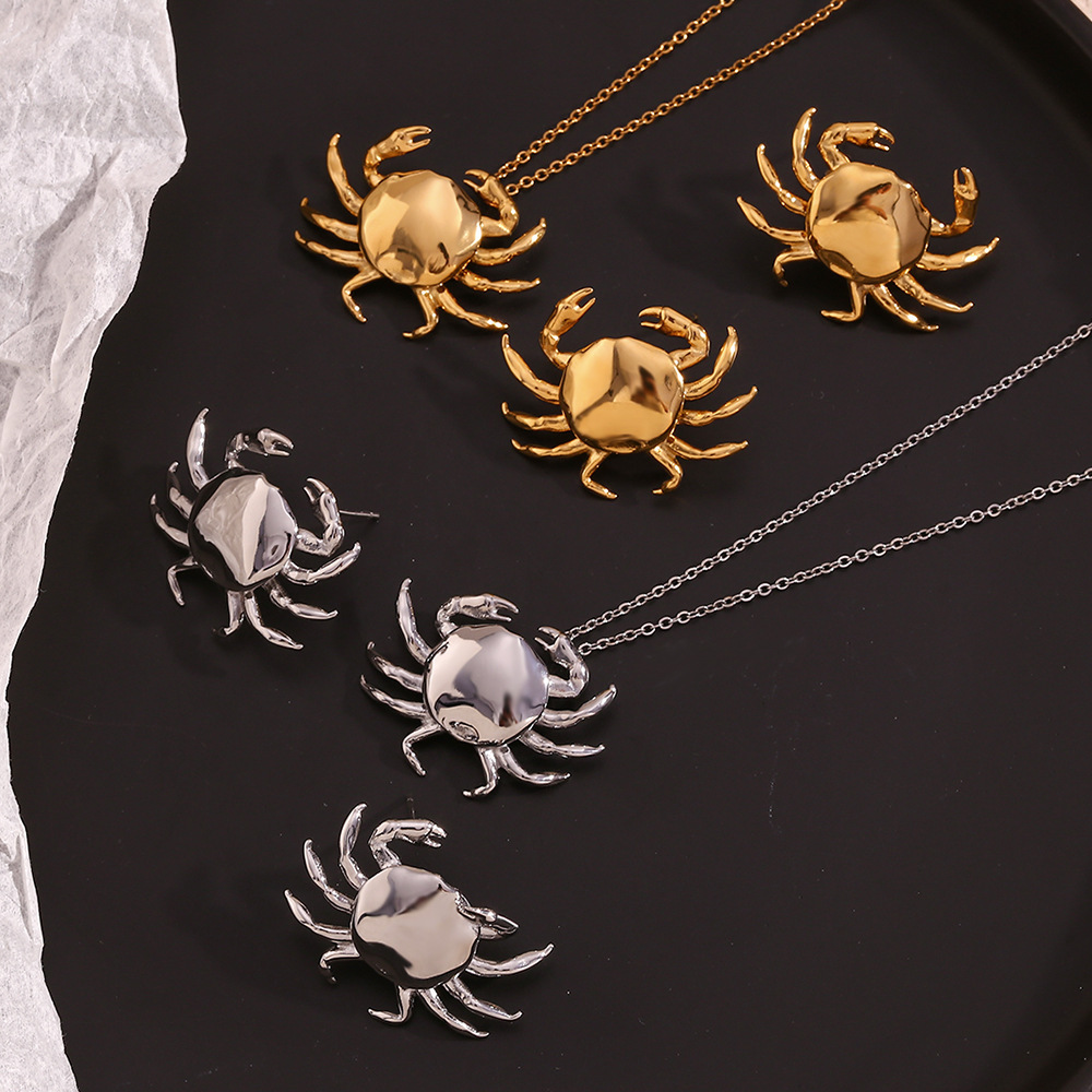 12g Weight Jewelry Set Classification Earrings + Necklace Quantity Holiday, Travel, Daily Occasion 316L Stainless Steel Material Crab Pattern Women's Gender Elegant, Lady, Streetwear Style Waterproof Non Tarnish, Surgical Steel, Plating Craft 316L Stainless Steel Crab Waterproof Non Tarnish Surgical Steel Elegant Lady Streetwear Jewelry Set For Women's 无