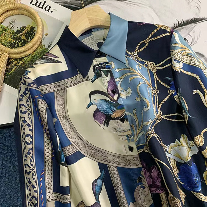 Damenbekleidung Italien Guodan! Von der Show bis zum Straßenshooting ist es so schön ~ Bedrucktes Seidenhemd 2024 neues Hemd_voghion.com