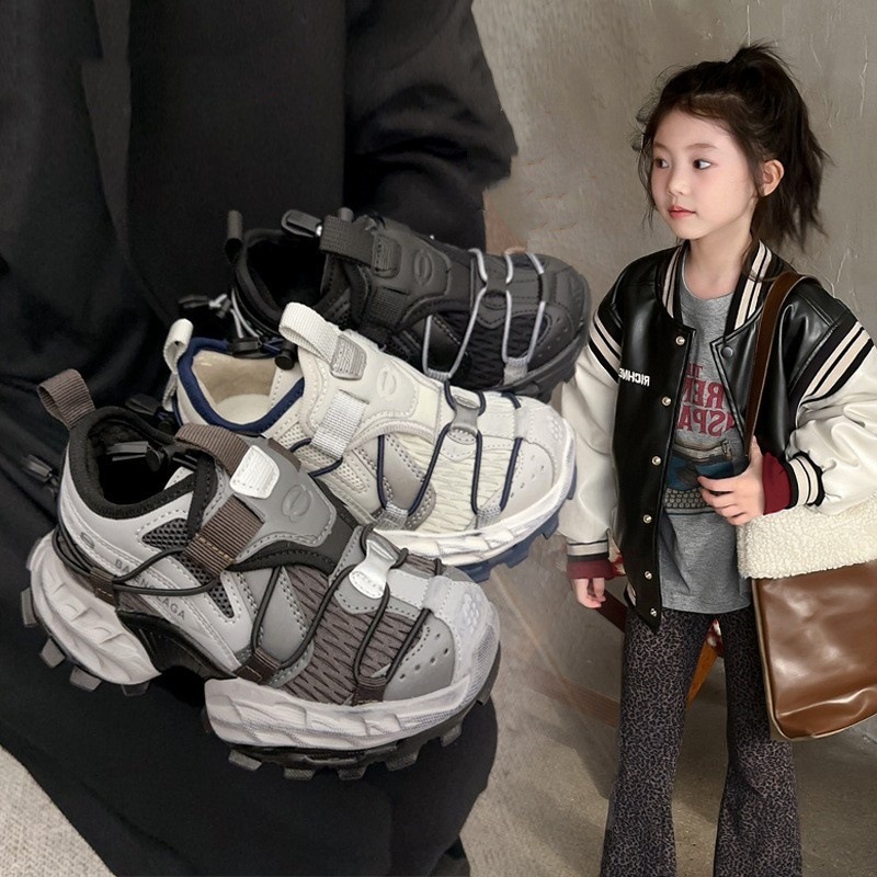 Girls' Sports Shoes 2026 Spring New Children's Hiking Shoes Boys' Fashionable Non-Slip Casual Running Shoes Trendy Kids' Shoes