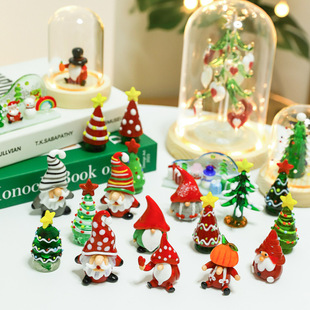 Cross-border Christmas Tree Glass Ornaments Santa Claus Glass Cover Ornaments Creative Cartoon Desktop Decoration Holiday Gifts