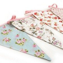 欧美 彩色纯棉布三角吊旗 儿童房装饰 生日聚会 派对装饰 彩旗