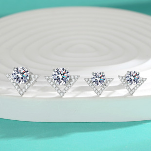 V-shaped earrings S925 sterling silver moissanite women's fashion luxury classic ins design sense cross-border supply a wholesale