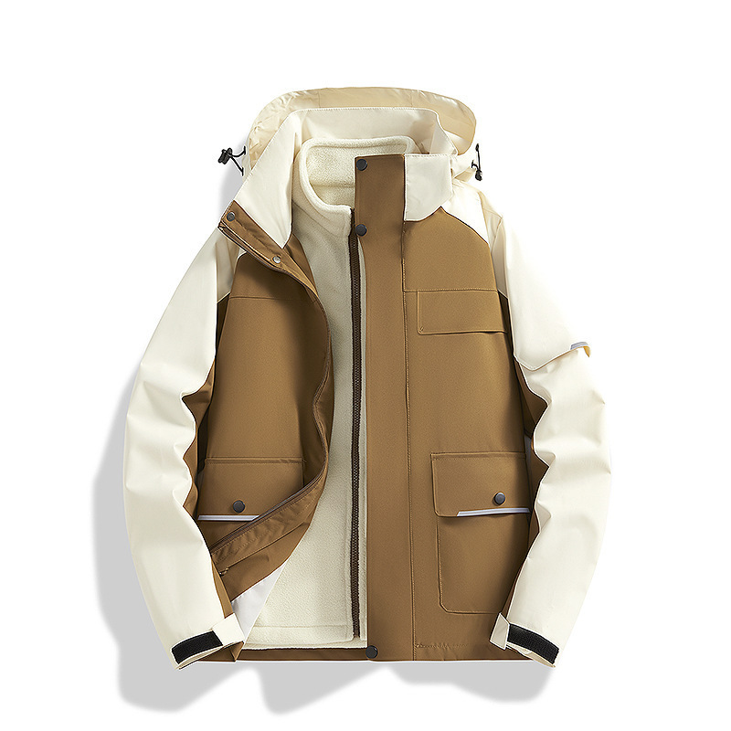 Plus Size 8XL Three-In-One Polar Fleece Light Trendy Outdoor Autum Jacket Three-Proof Fabric Mountaineering Outdoor