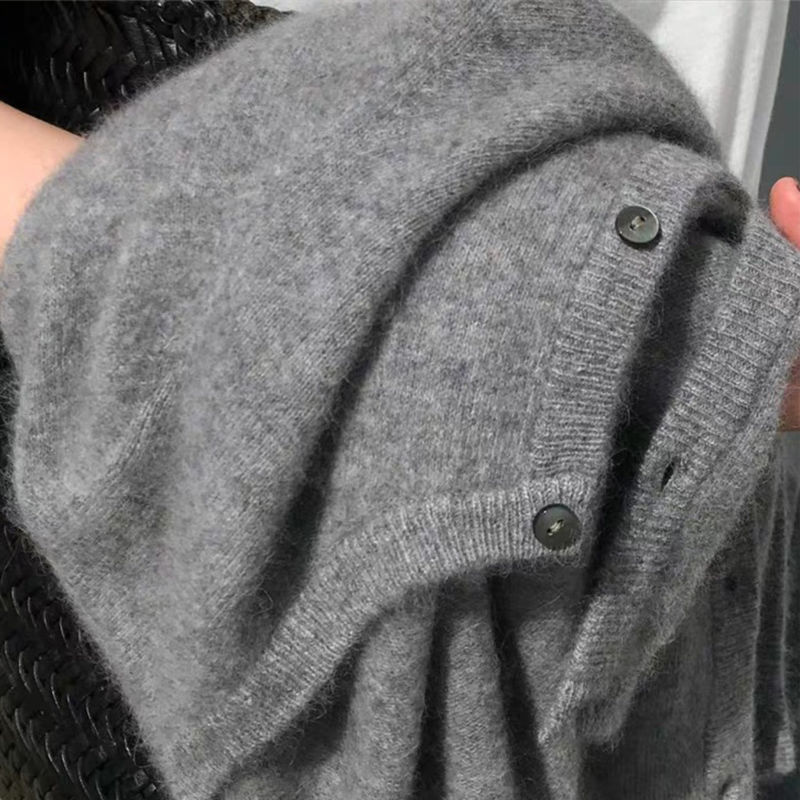 Off-Season Clearance Wool Cardigan Women's Short Round Neck Sweater Jacket Loose and Versatile Velvet Knitted Outerwear