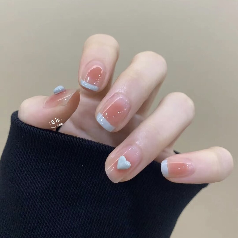 Short Aurora Blue Love Wear A Girl's Cute Nail Pieces Lasting Color-free Nail Glue Phototherapy Nail Patch Short Aurora Blue Love Wear A Girl's Cute Nail Pieces Lasting Color-free Nail Glue Phototherapy Nail Patch