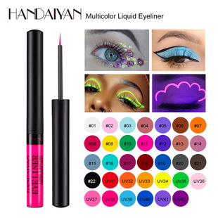 Cross-Border 34-Colorful Eyeliner Handaiyan Matte Quick-Drying Long-Lasting Non-Smudge Uv Fluorescent Colorful Liquid Eyeliner Pen