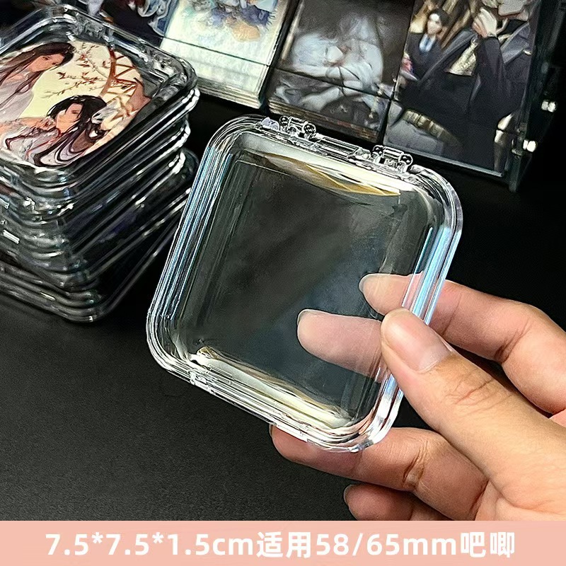 Caja de almacenamiento de plástico, almacenamiento de insignia de acrílico transparente, sellado a prueba de polvo, caja de acabado de sala de estar cuadrada, soporte de exhibición de mijo