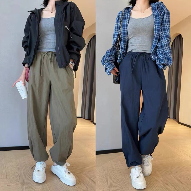 Mountain-style paper-feeling overalls are loose and slim with high waist and wide-legged casual pants for petite autumn G0822S