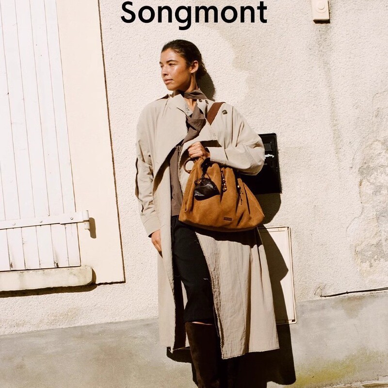 Songmont山下有松百纳系列垃圾袋25新款托特麂皮绒大容量流浪女包|undefined