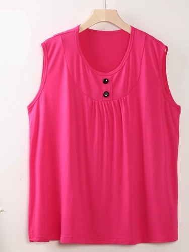 Relaxed Plus Size Fat Button Camisole Top for Women, Summer Minority Outerwear, Loose and Slimming Sleeveless Top