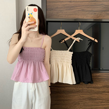 欧美夏季甜美海边小吊带背心女内搭夏季外穿显瘦短款蓝色抹胸上衣