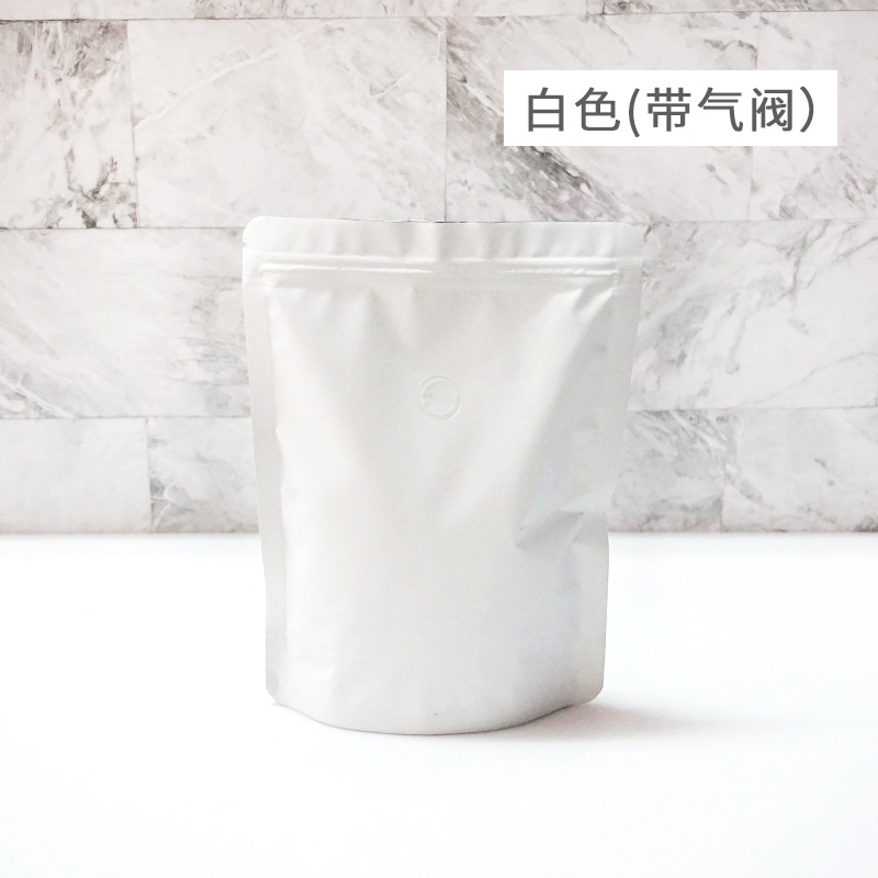 Granos de café bolsa de embalaje cremallera unidireccional válvula de escape gruesa lámina de aluminio alimentos personalizados bocadillos té auto-sellar autosuficiente