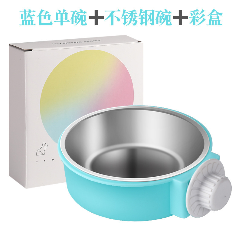 Suministro directo transfronterizo para mascotas de color caramelo de acero inoxidable cuenco para perros jaula colgante para mascotas tazón de comida para gatos colgante de acero inoxidable cuenco colgante