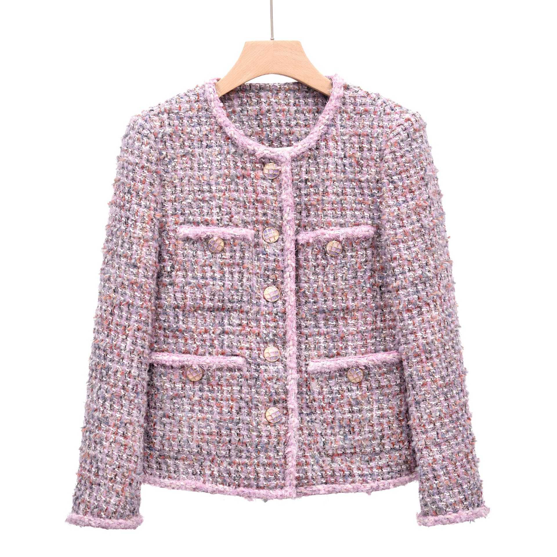 Korean Style Pink Small Fragrant Goose down Jacket 2025 Winter New Tweed Short Top Hangzhou Chaoge Ready Stock