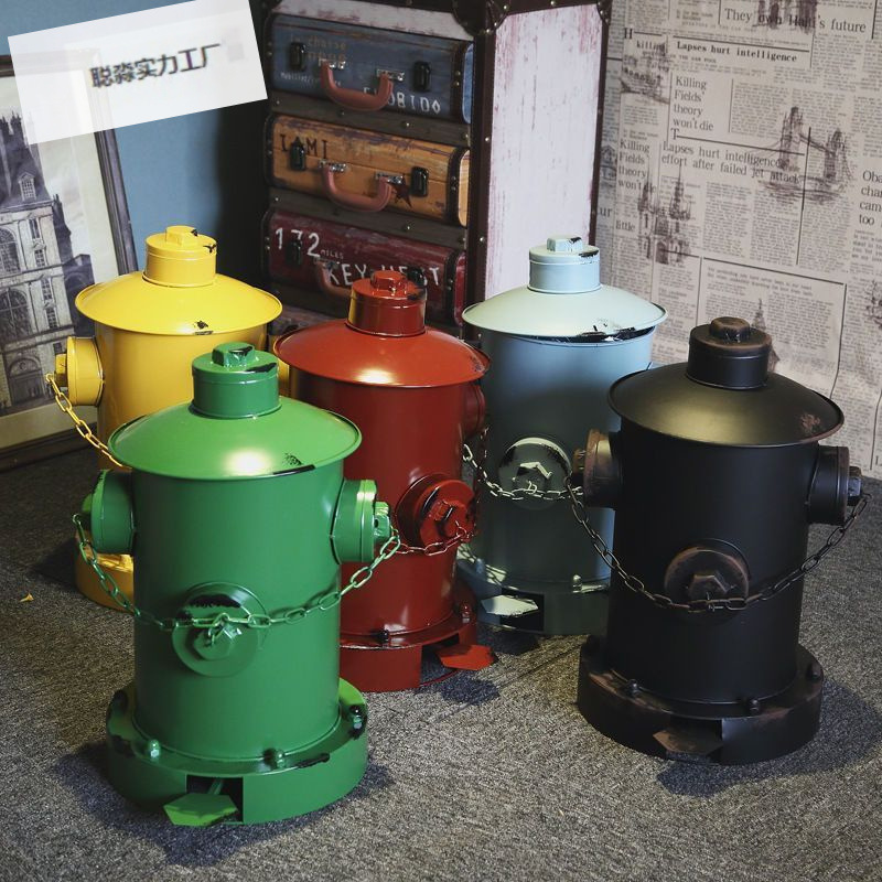 Large Vintage Iron Art Industrial Style Creative and Unique Fire Hydrant-Shaped Metal Trash Can with Lid and Foot Pedal for Living Room or Outdoor Use