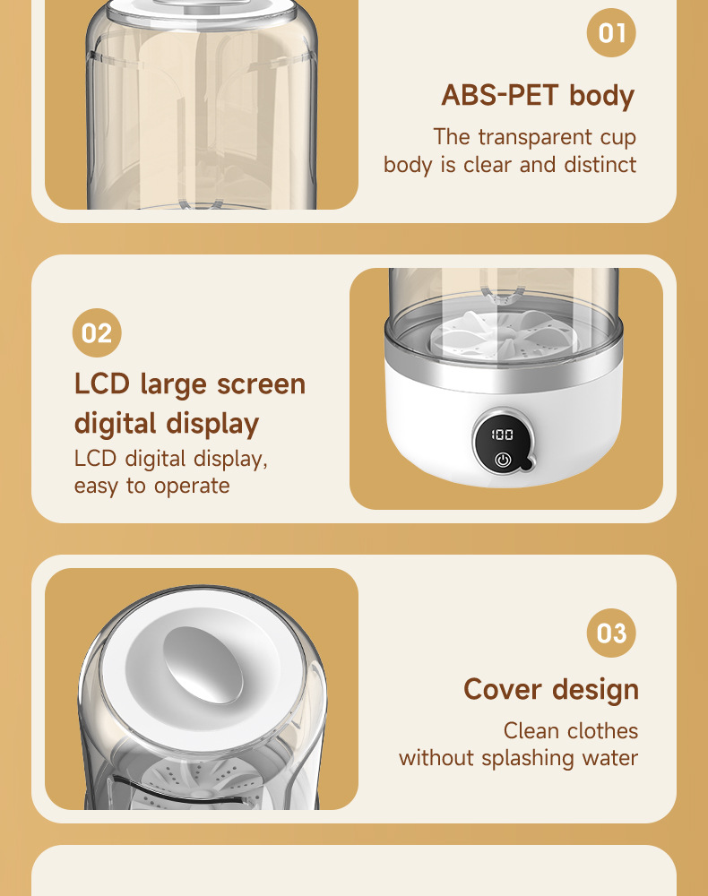 Vollautomatischer, kabelloser, tragbarer Wäschebecher mit Ladefunktion, Mini-Waschmaschine für Unterwäsche und Socken, kleine Waschmaschine, für Reisen und Zuhause_voghion.com