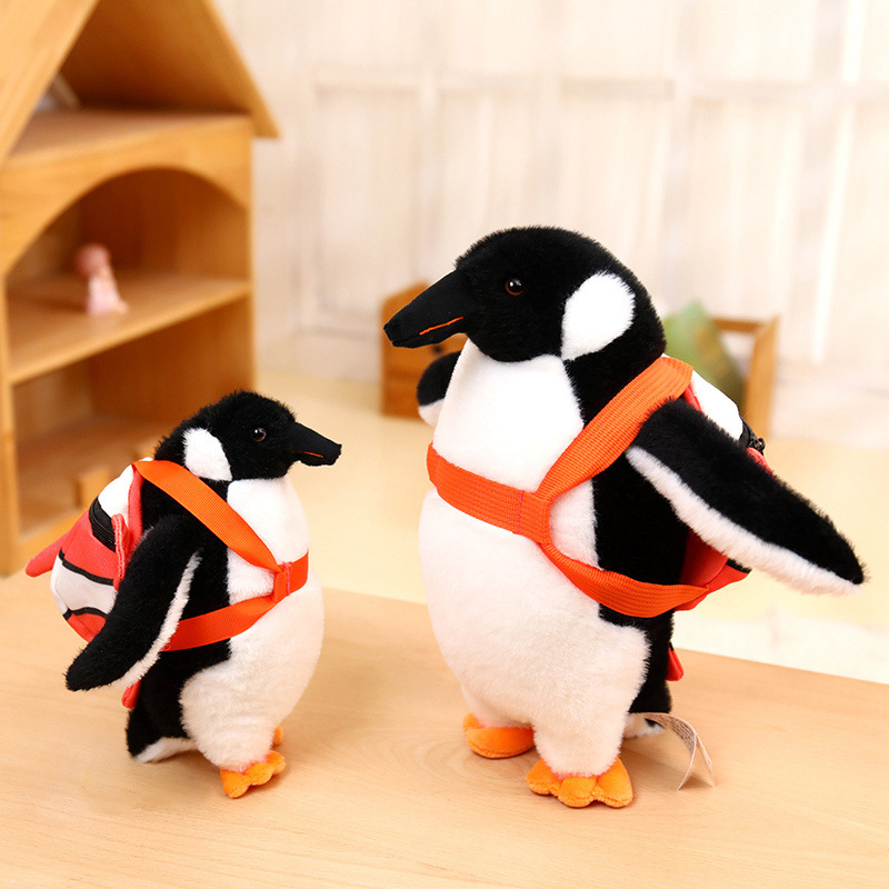 Mochila de simulación transfronteriza muñeca pingüino escape viaje pingüino juguetes de peluche para niños muñecas de tela