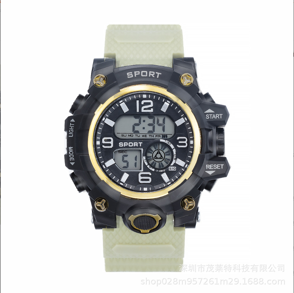 Comercio exterior nuevo reloj electrónico deportivo impermeable para hombres movimiento de luz fría de alta apariencia moda casual reloj al aire libre