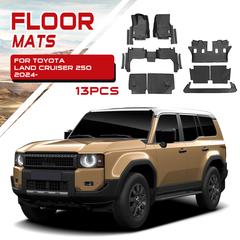 Txinrui adecuado para Toyota Prado LC250, coche especial impermeable y antideslizante, coche especial, tapete de pie con todo incluido TPE, tapete de piso